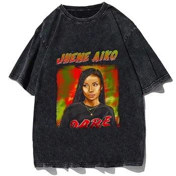 Футболка с рисунком Jhene Aiko, Винтажная футболка 90-х, хлопковые мужские футболки оверсайз, Летняя уличная одежда с короткими рукавами, готические футболки, топы