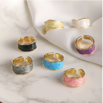 Новые Модные кольца с двойным масляным покрытием цвета эмали для женщин и девочек, роскошные Нерегулярные Регулируемые кольца на палец, Свадебные украшения, подарок