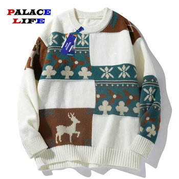 Модный мужской свитер Уличная одежда Harajuku, Забавный вязаный джемпер с вышивкой, 2023, хип-хоп, Повседневный Свободный пуловер, Свитера, Мужская одежда