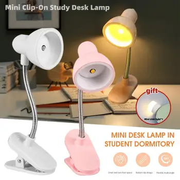 Мини-светильник для чтения книг, мини-настольная лампа для учебы, работающая на батарейках, Гибкая прикроватная тумбочка, лампы освещения LED