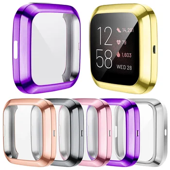 Защитные чехлы для часов Versa 3 для Fitbit Versa 2 Защитная пленка для экрана из ТПУ, защитный от царапин бампер, аксессуары фиолетового золота