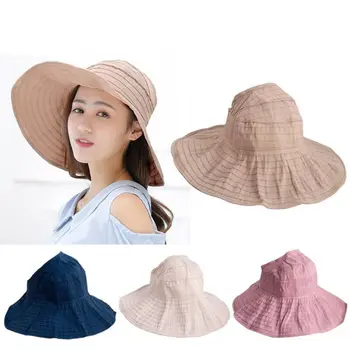 Солнцезащитные шляпы с широкими полями, Портативная соломенная кепка, Повседневный солнцезащитный козырек для летних женщин и девочек
