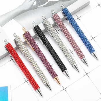 Шариковые ручки из прессованного металла с бриллиантами, многоцветная подарочная ручка, Креативные канцелярские принадлежности