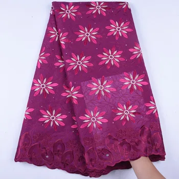 Новый стиль Розовая Африканская Швейцарская вуалевая кружевная ткань 2019 Высококачественная Африканская Польская Швейцарская хлопчатобумажная вуалевая кружевная ткань Женское платье Y1563