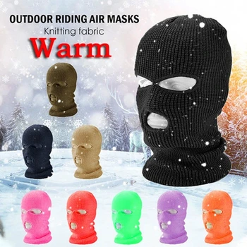 Новая зимняя теплая шапка с тремя отверстиями, Шерстяной вязаный антитеррористический головной убор Robber Hoed, Крутая подарочная маска для головы, Уличная тепловая маска