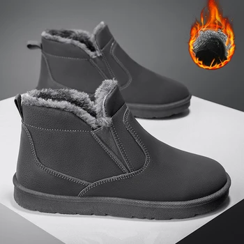 Зимние ботинки Мужские 2023 Новые Уличные Водонепроницаемые Удобные Мужские ботинки на прочной подошве Классические Кожаные Зимние ботинки высокого качества Повседневные