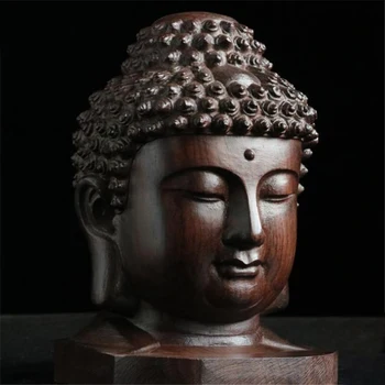 Креативная Новая Статуя Будды Деревянная Статуэтка Шакьямуни Татхагаты Статуэтка Головы Будды из Индии Ремесла Декоративный Орнамент