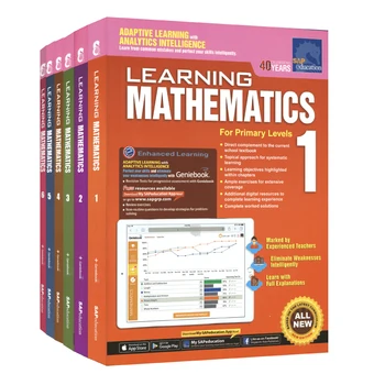 6 шт./компл. Sap Learning Mathematics Book 1-6 классы, Книги по математике для детей, Учебник для начальной школы Сингапура для подростков