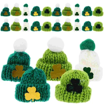 25шт миниатюрных вязаных шапочек Saint Patrick Вязаные шапочки своими руками, аксессуары ко Дню Святого Патрика