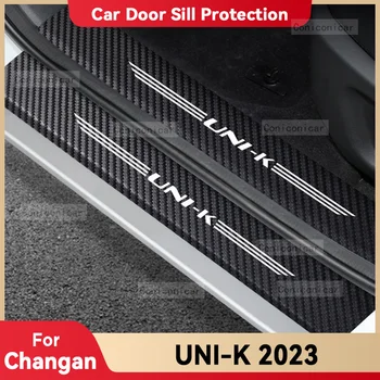 Наклейка на порог автомобиля из углеродного волокна для CHANGAN UNI-K 2023, Педаль порога UNIK, Аксессуары для внутренней отделки с защитой от царапин