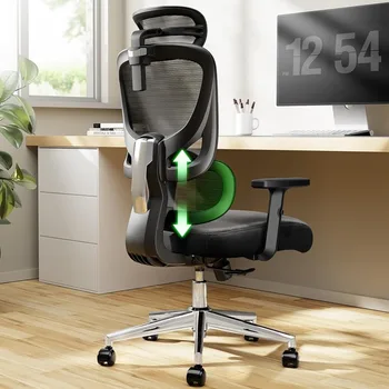 Дышащий Сетчатый регулируемый подлокотник и подголовник компьютерного кресла Черный Бесплатная Офисная мебель