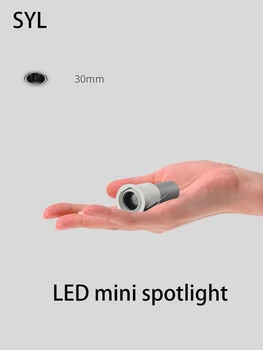 Светодиодные мини-прожекторы COB, точечные светильники с регулируемым углом фокусировки 15 градусов, Небольшой потолочный светильник, встраиваемый с круглым отверстием 30 мм, Антибликовый