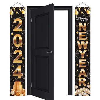 Баннер На Парадную Дверь С Новым Годом 2024, Баннеры В Канун Нового Года, Новогодние Украшения На Парадную Дверь Для Праздника В Фермерском Доме В помещении