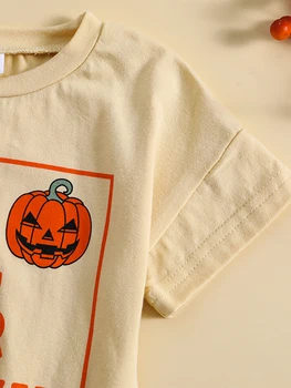 Милый костюм на Хэллоуин для новорожденного мальчика и девочки, летний комбинезон с короткими рукавами и принтом тыквы
