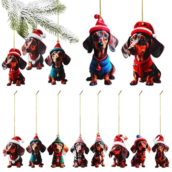 Рождественские подвесные подвески, фигурки такс, украшения для дома, Рождественская елка, подвеска в виде собаки-таксы