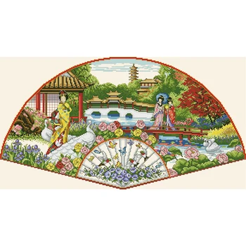 Amishop Высококачественный Прекрасный Набор для вышивания крестиком Garden Fan Dim 70-35327 35327 Eastern Park Garden