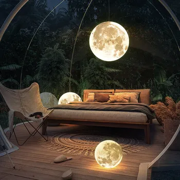 Скандинавская современная креативная люстра Full Moon в стиле Ретро, художественный шар Moon, светодиодный подвесной светильник, лампы для украшения дома
