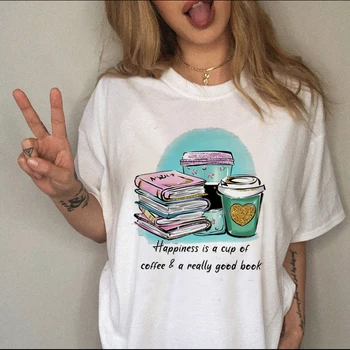 Женские футболки, книги по искусству для кофе, Весенняя женская модная повседневная одежда с коротким рукавом, одежда с героями мультфильмов, женская футболка с графическим рисунком.