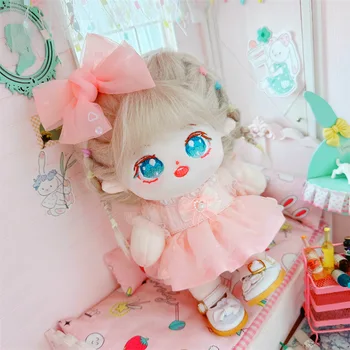 20 см Kawaii Sweet Girls Розовое платье с бантом, костюм, плюшевая кукла, милое чучело, обнаженное тело, хлопковая кукла, Мягкие игрушки своими руками для детей, подарки фанатам