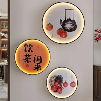Китайская настенная лампа с изображением современных комнатных круглых золотых светодиодных светильников для декора дома, гостиной, спальни