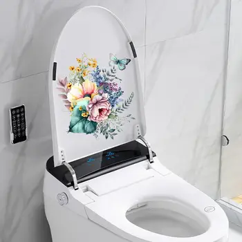 Съемная наклейка на туалет Тонкое мастерство, наклейка на туалет, яркая наклейка на туалет в виде цветка бабочки, водонепроницаемая стена для дома
