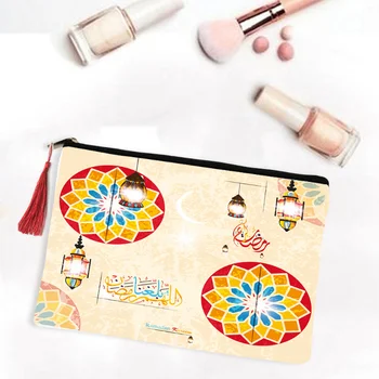 Косметички с принтом Рамадана, женская косметичка в мусульманском стиле, портативный органайзер для косметических принадлежностей, сумка-пенал для дам