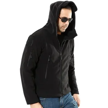 2023 Весенне-зимняя флисовая куртка с капюшоном, мужская тактическая флисовая куртка на молнии, уличное ветрозащитное теплое рабочее пальто с капюшоном