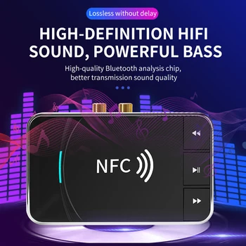 NFC Bluetooth-совместимый Приемник аудиопередатчика 5.0, разъем RCA 3,5 мм AUX, USB-ключ, музыкальный адаптер для автомобильного ПК, наушников для телевизора.