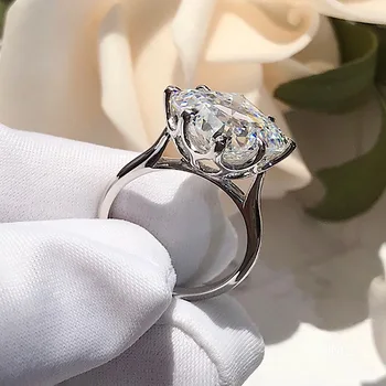 Кольцо Princess cut с имитацией бриллианта 6 карат cz из стерлингового серебра 925 пробы, обручальные кольца для женщин, ювелирные изделия для вечеринок