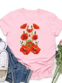 Акварельный цветок, тренд 90-х, милая летняя футболка, женская одежда, женская одежда с коротким рукавом и принтом, повседневные футболки с графическим рисунком