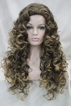 Новый сексуальный коричневый микс золотисто-блондинистый парик с длинными вьющимися женскими волосами на каждый день