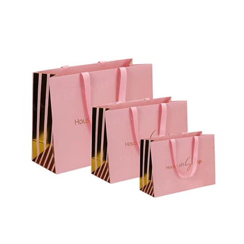 Индивидуальный продукт, напечатанный на заказ вашим собственным логотипом, персонализированный Розовый Матовый ламинированный розничный магазин, евро-бумажный пакет для покупок