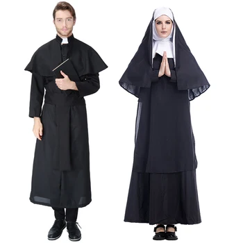 Костюм монахини на Хэллоуин, одежда для косплея священника, Маскарадное платье, упаковка для бальной вечеринки, Танцевальный костюм 
