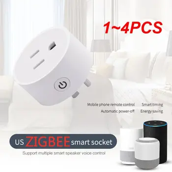 1-4ШТ Tuya Smart Plug Розетка Smart Life App Пульт дистанционного управления Работает с Alexa Home Стандарт США, вилка