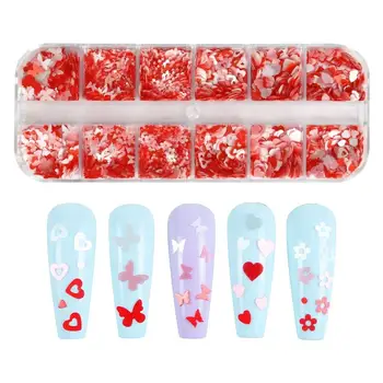 3D Блестки Sweet Love Heart Для дизайна ногтей, украшения для нейл-арта на День Святого Валентина, Блестящие хлопья, талисманы, Аксессуары для маникюра, ногтей