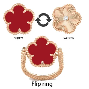 Классическое кольцо с четырехлистным клевером, кольцо с натуральным драгоценным камнем, Кольцо с красным агатом, Высококачественный Подарок