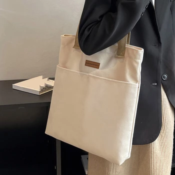 Новая хозяйственная сумка, холщовая сумка-тоут, студенческая книга, сумка для хранения большой емкости, сумка через плечо, женские экологичные сумки многоразового использования.