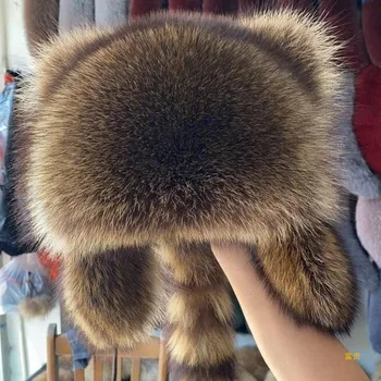 2023 Новая осенне-зимняя утолщенная шапка для девочек из меха енота, теплая, свободная, прекрасный плюш на открытом воздухе