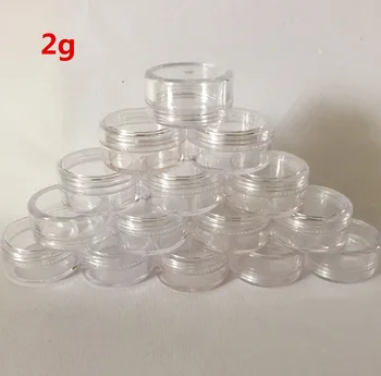 200шт 2 г Прозрачных маленьких круглых баночек для крема, баночек-горшочков, пустых косметических пластиковых баночек для образцов, баночек для бальзама для губ.