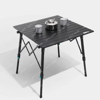 Открытый складной стол Портативный стол для яичных рулетов из алюминиевого сплава Походный круглый стол для пикника Легкий