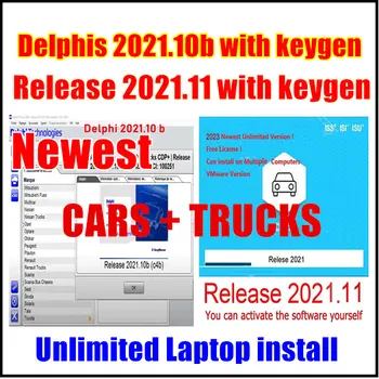 Новейший Delphis 2021.10b с программным обеспечением keygen DS 150 Autocoms 2021.11 Кодировки Диагностического инструмента OBD2, Совместимого с Bluetooth
