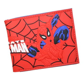 Кошелек с рисунком Человека-паука из комиксов Marvel, кармашек для монет, держатель для удостоверения личности, короткий кошелек из ПВХ 3D Touch для маленьких детей
