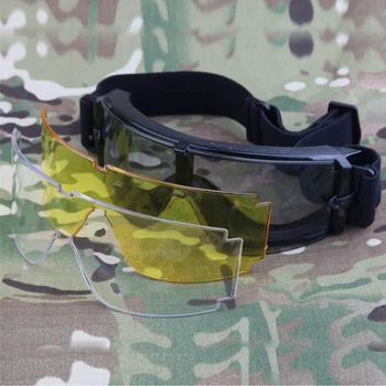 Набор Тактических очков Шлем Защитное снаряжение для глаз Страйкбол Охота Велоспорт Спорт С Заменой Стеклянных линз