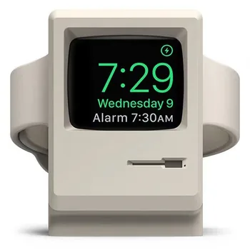Настольный Держатель Для Apple Watch, Подставка Для Зарядного Устройства С Компьютерным Рисунком в стиле Ретро, Зарядная База Для iWatch 8 7 6 5 4 3 2 SE, Силиконовая Док-станция