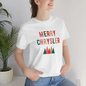 Праздничная футболка Merry Chrysler Vine в Минималистичном стиле
