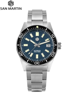 Мужские спортивные часы San Martin New 62mas 39mm Diver Watches NH35 класса люкс с автоматическими механическими сапфировыми окошками с датой SN0007-G-B