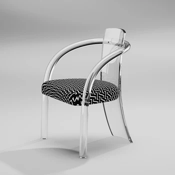 Легкий Роскошный Прозрачный акриловый стул Мебель для гостиной Кресло со спинкой Креативные аксессуары для дома Напольные стулья для макияжа