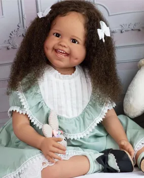 FBBD Customzied Ограниченная поставка 32-дюймовой Возрожденной детской ямочки с волосами ручной работы, уже готовой куклы, Рождественского подарка