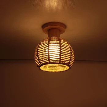 Домашний Потолочный светильник из конопляного троса с железными шариками Промышленный Пасторальный Потолочный светильник E27 для кухни ресторана Столовой гардеробной