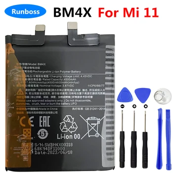 100% Оригинальный Новый Встроенный аккумулятор BM4X для Xiaomi 11 с двусторонним клеем mi11 BM 4X Запасные батареи Bateria